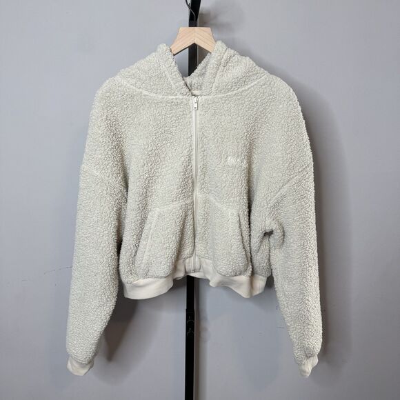 Skims Teddy Bear Sherpa Zip Up Cream Jacket Hoodie Size XL - Picture 1 of 7